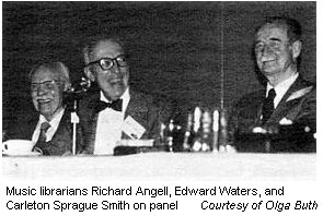 Music librarians Richard Angell, Edward Waters, Carleton Sprague Smith