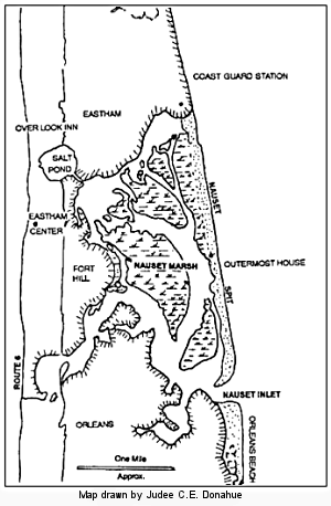 Eastham map drawn by Judee C. E. Donahue